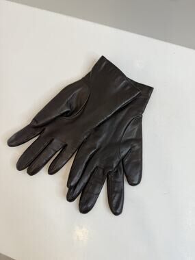 Portolano Cashmere-Lined Leather Gloves Women's Dark Brown Sz 7